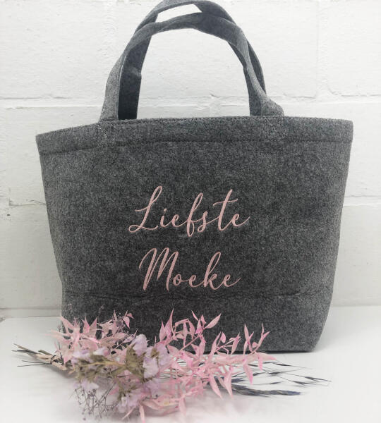 Vilten shopper met bodem – met borduring